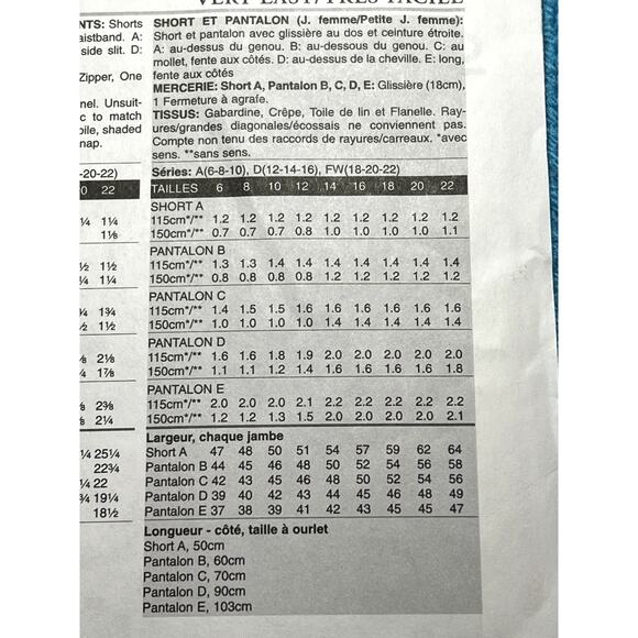 Vogue Pattern 8086 shorts pants capri size 12 14 16 - Picture 7 of 8